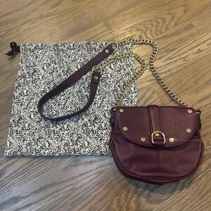 Rebecca Minkoff leather crossbody handbag plum color chain strap &  duster cover